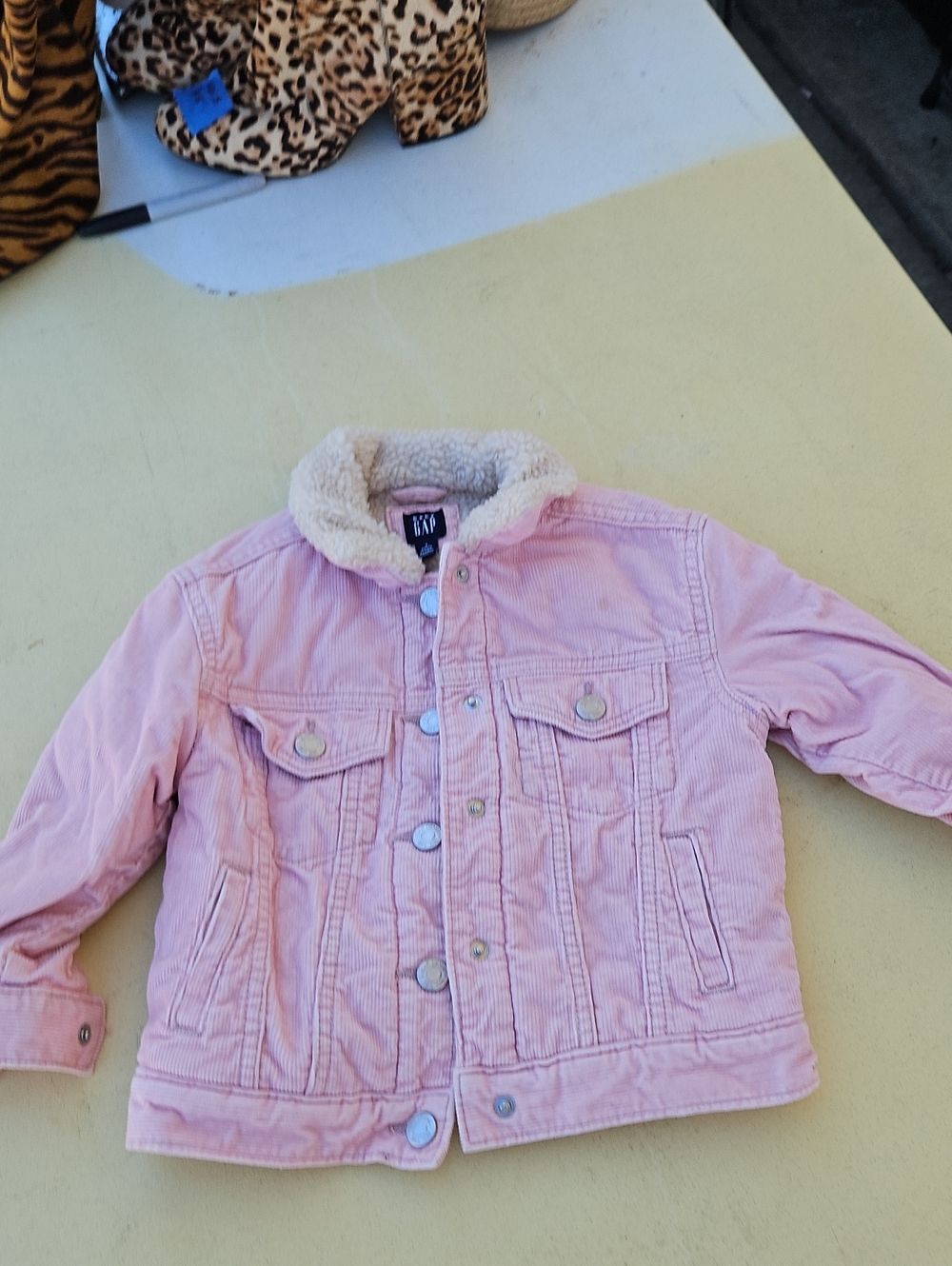 GAP Pink Corduroy Jacket with Cream Sherpa Collar